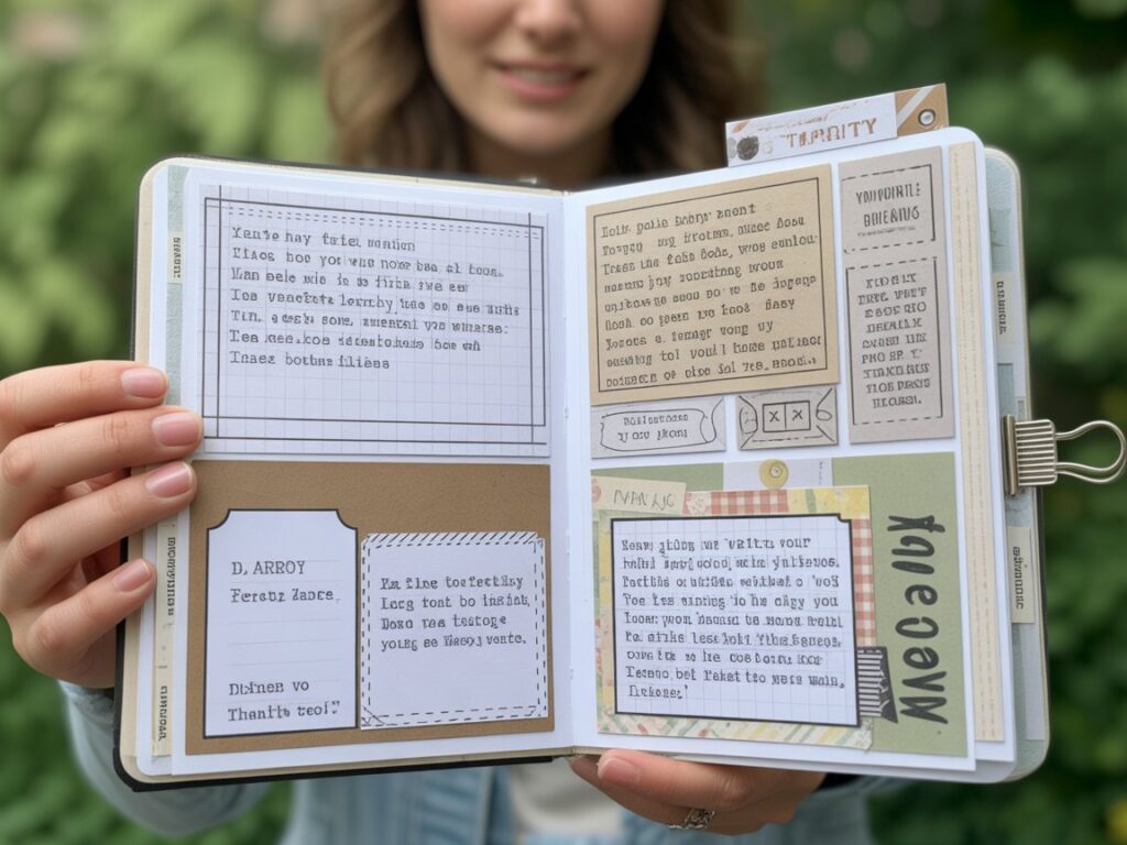 finished-junk-journal-spread-using-digital-printables